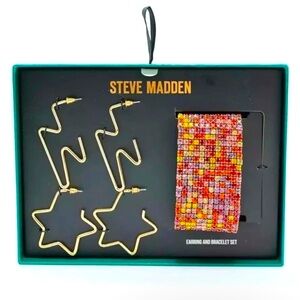 Steve Madden Earring and Bracelet Set Gold Tone Gift Set